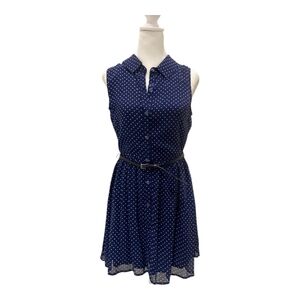 Olsenboye Navy Polka Dot Mini Dress